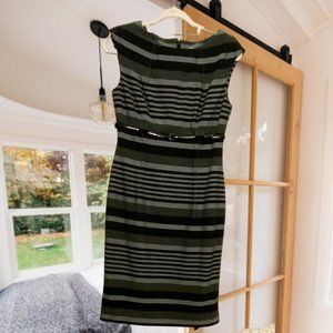 Calvin Klein Dress with Belt * Gray & Black Stripe * Size 4